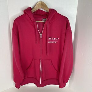 Vintage Las Vegas Nevada Full Zip Hoodie, Medium, Pink, Hill Heavy Weight